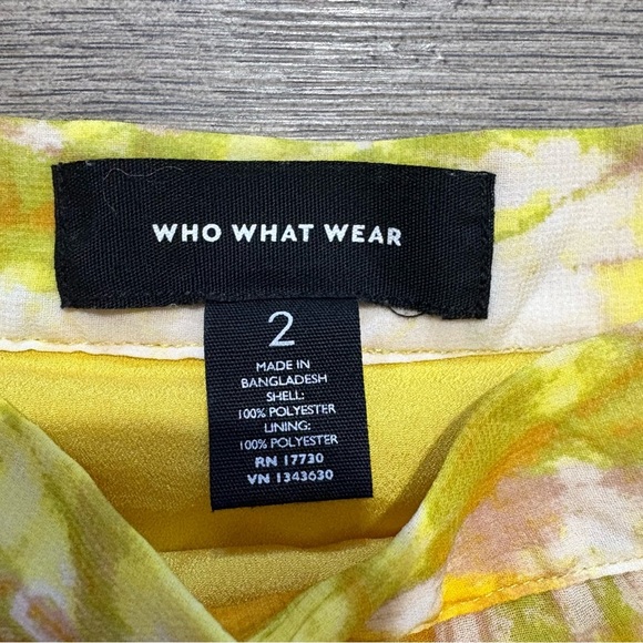 Who What Wear Yellow Tie Dye Flowy Midi Skirt Chiffon Side Zip Lined Sz 2 Boho - Picture 3 of 7